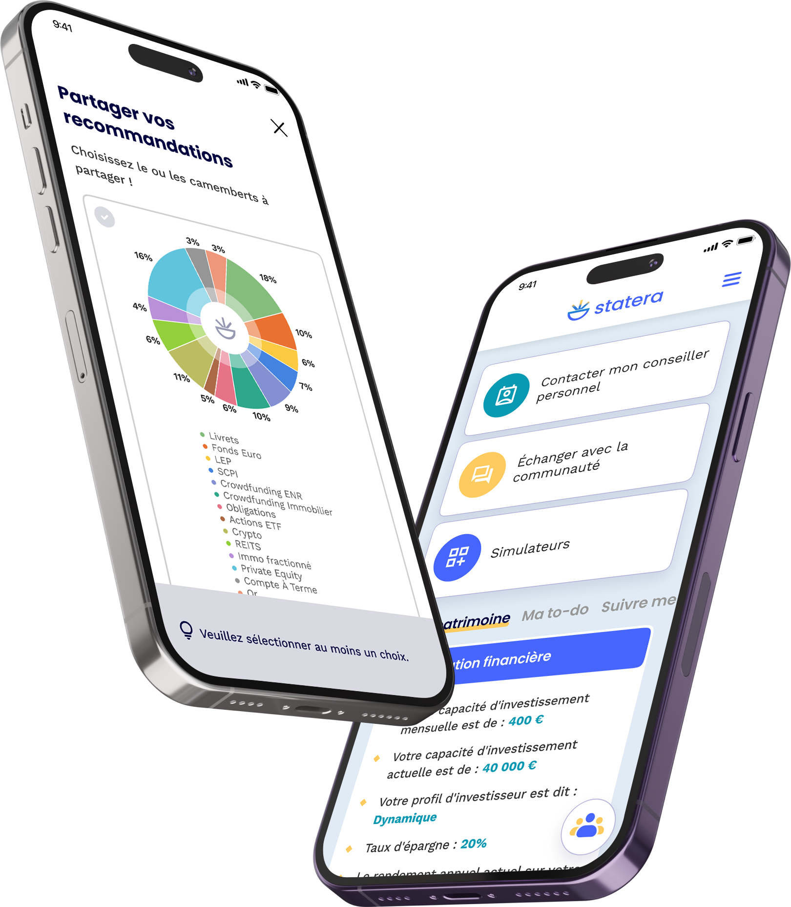 Optivest — aperçu application