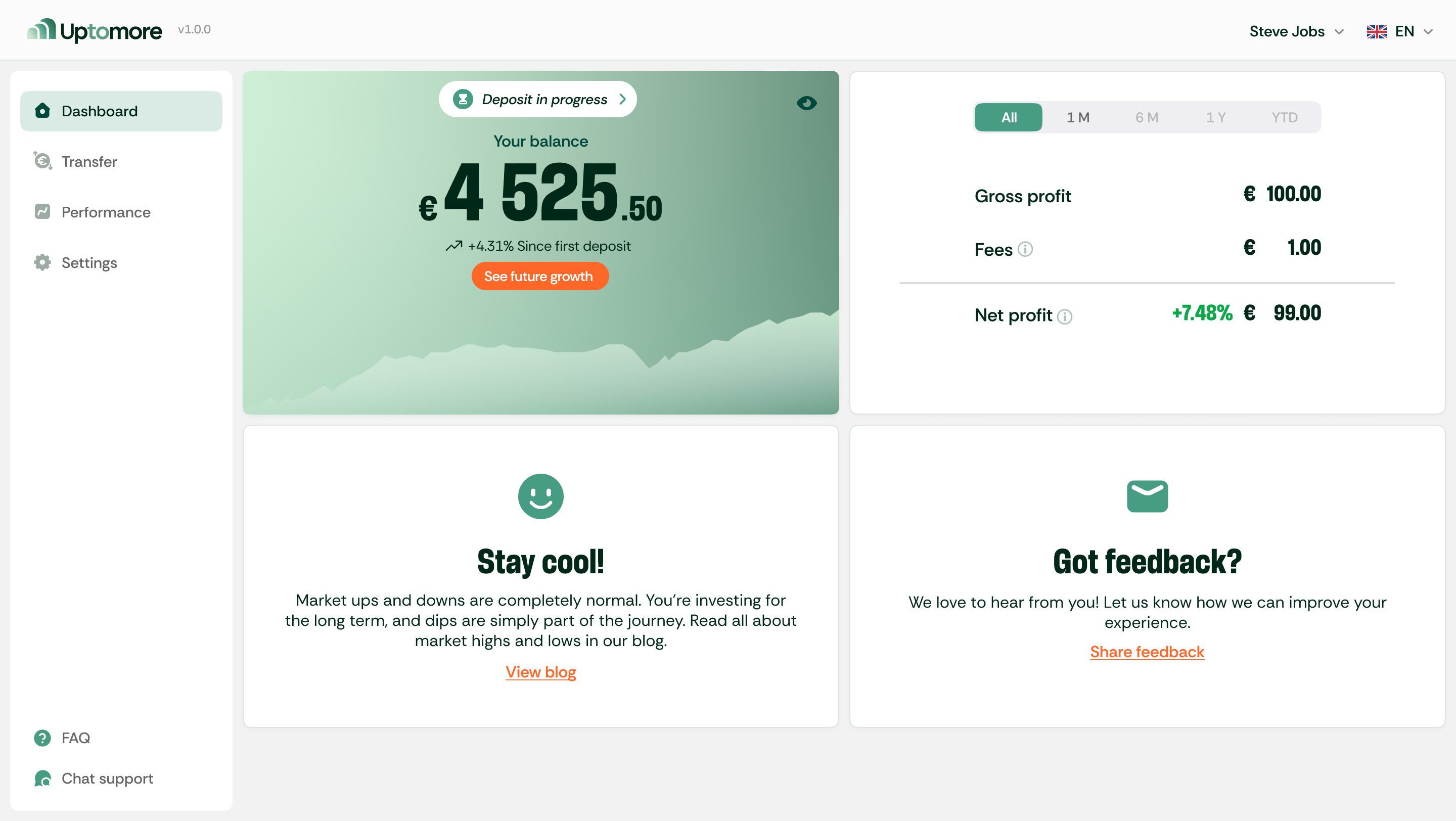 UpToMore — dashboard 1